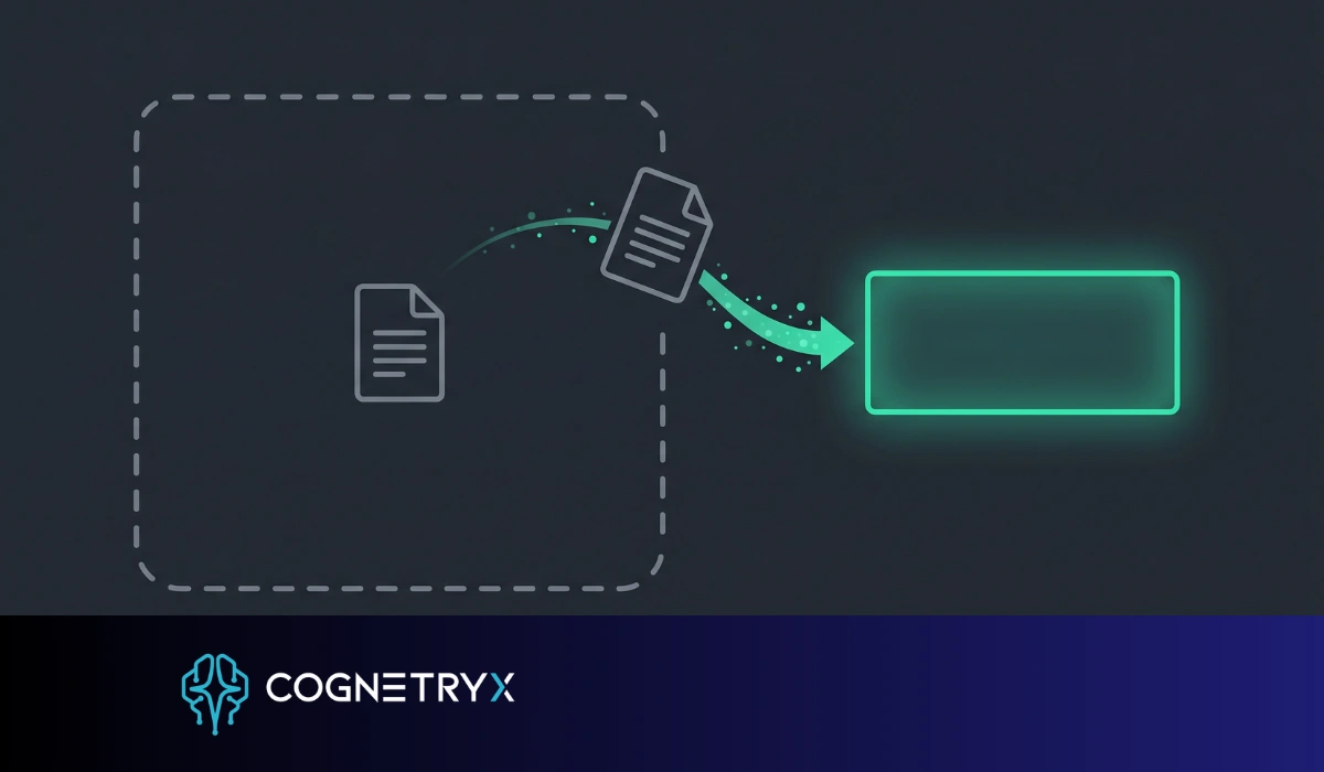 A document being pasted into a public chatbot box and crossing out of the company network to an outside server