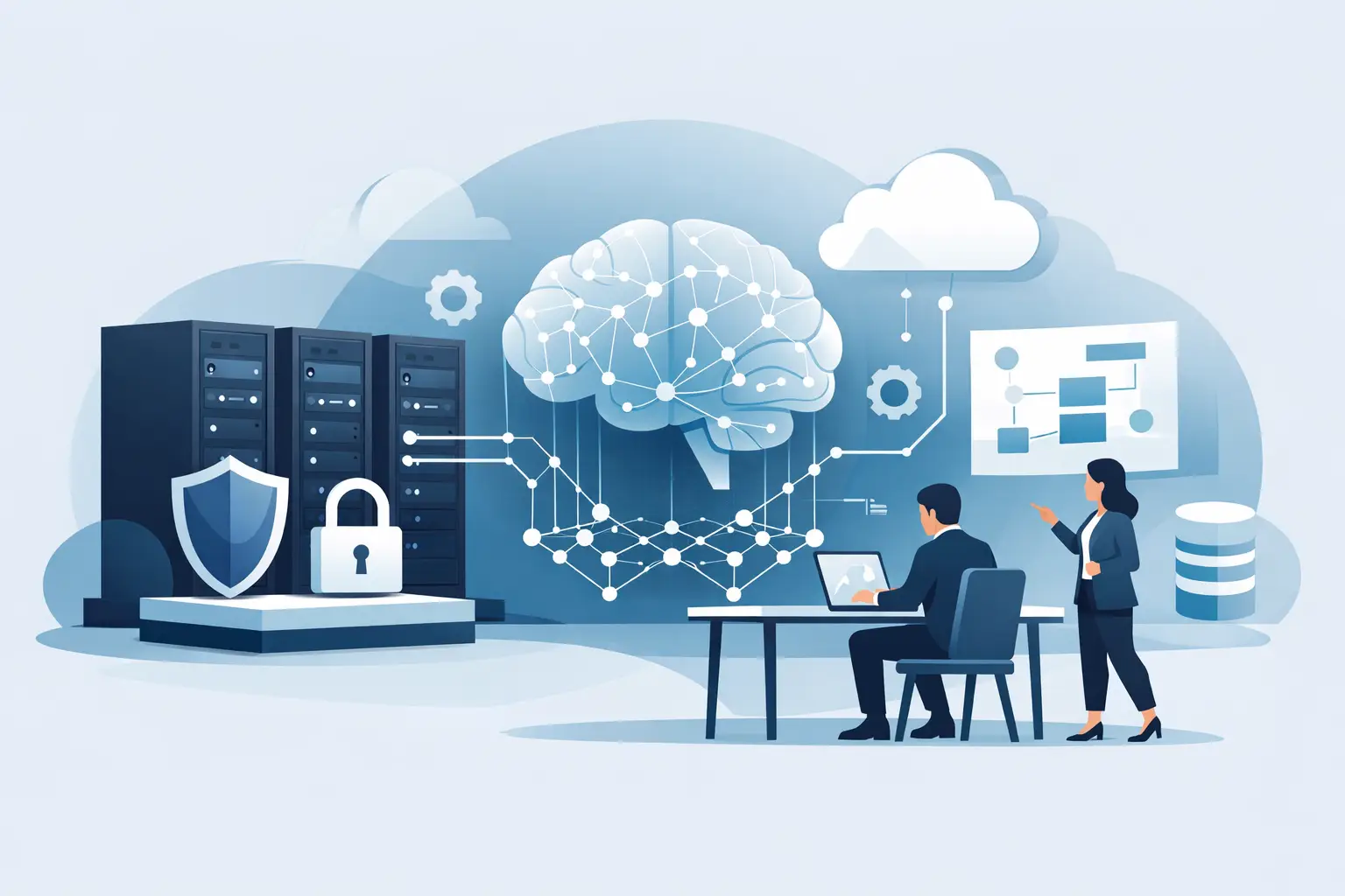 Private, on-premises AI architecture with the model, data, and security controls kept inside the organization's own network