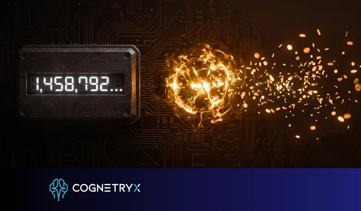 A meter ticking upward next to a word broken into small pieces labeled as tokens