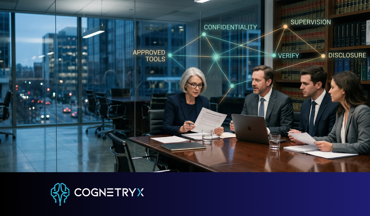 Managing partners reviewing a law firm AI policy against ABA Formal Opinion 512