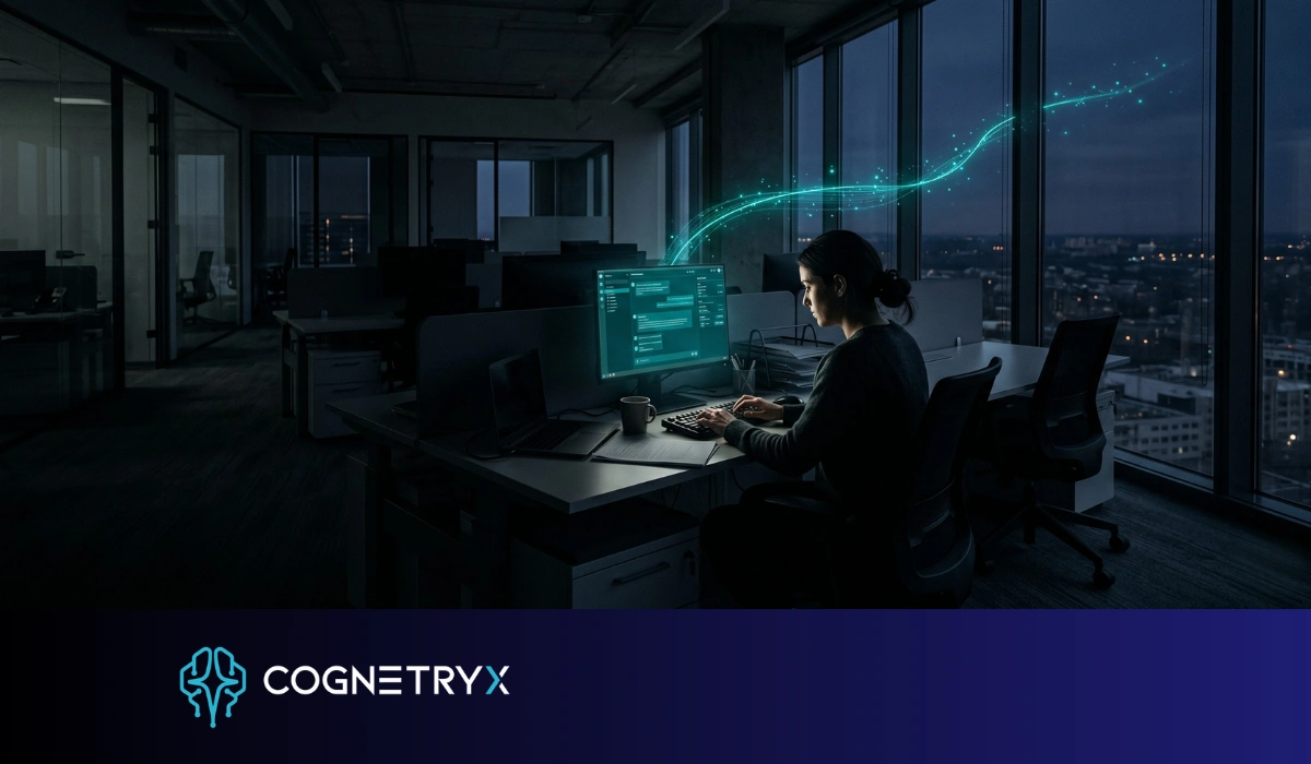 Employee using an unsanctioned AI chatbot at work while company data flows outside the network unseen