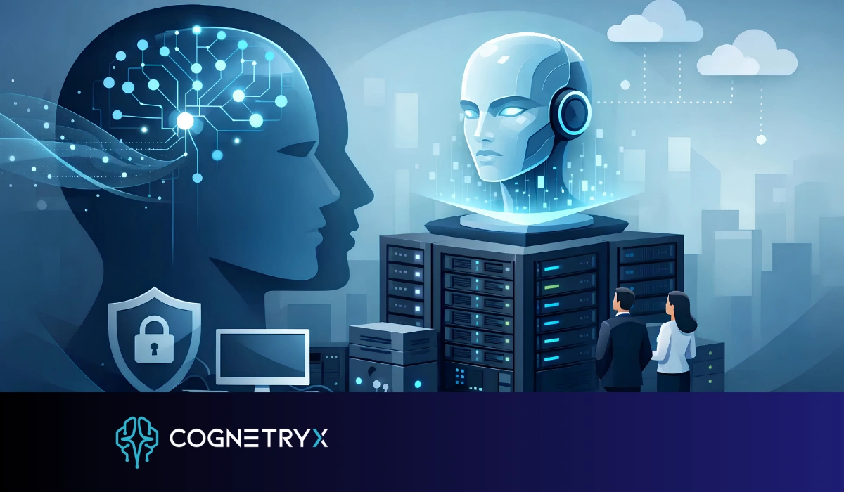A regulated institution's AI workloads sorted by sensitivity, with the most sensitive kept inside the network boundary