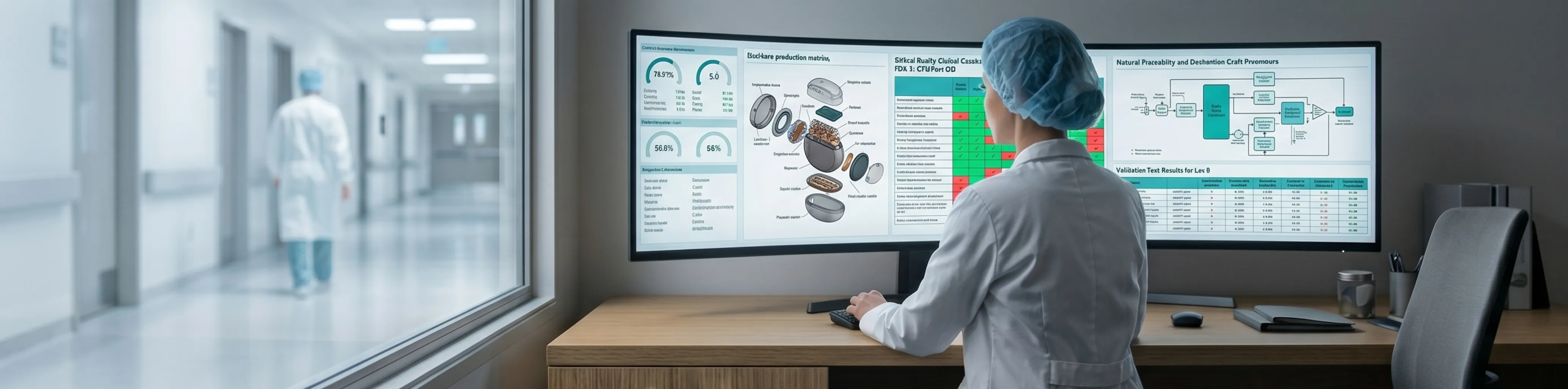 A quality engineer reviewing FDA 21 CFR Part 820 production and traceability data on a private system